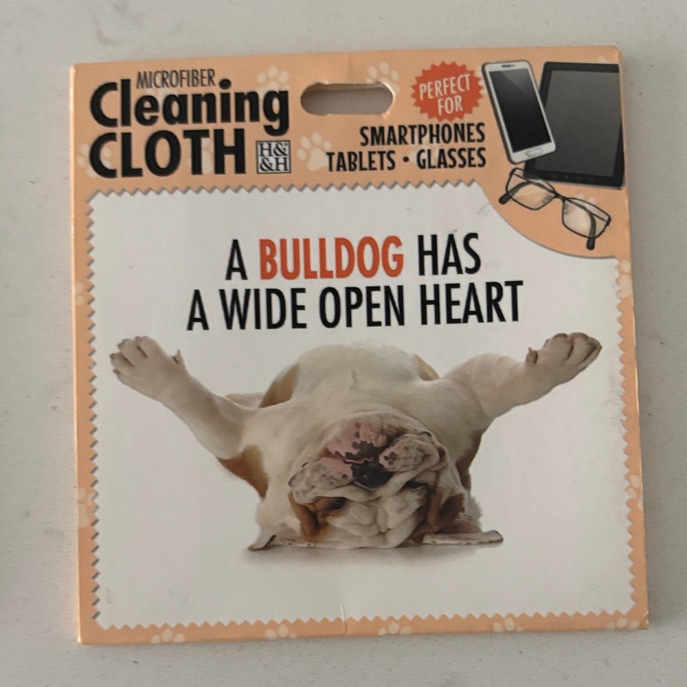 Bulldog cleaning cloth for smartphones tablets and glasses microfiber new